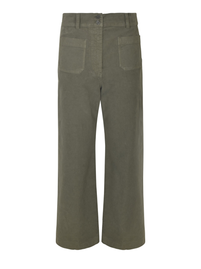 Aspesi Buttoned Fitted Trousers In Military Green