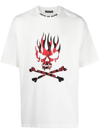 VISION OF SUPER WHITE T-SHIRT WITH RED SKULL PRINT