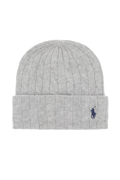 Polo Ralph Lauren Cable-knit Cashmere And Wool Beanie Hat In Grey