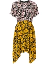 Kenzo Floral-print Asymmetric Silk-crepe Dress In Multicoloured