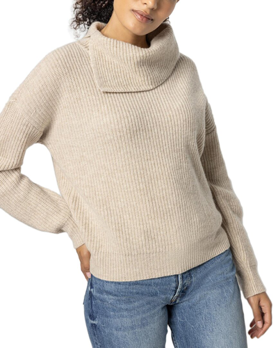 Lilla P Easy Split Collar Sweater In Salt In White