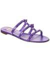 Valentino Women's Rockstud Leather Slides In Purple