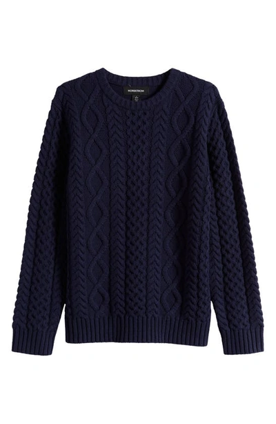 Nordstrom Kids' Cable Cotton Blend Sweater In Navy Peacoat