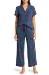 Nordstrom Moonlight Eco Crop Pajamas In Navy Peacoat Winterberries