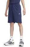 Nike Men's Club Fleece Brushed-back Graphic Shorts In Blue