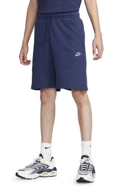 Nike Men's Club Fleece Brushed-back Graphic Shorts In Blue