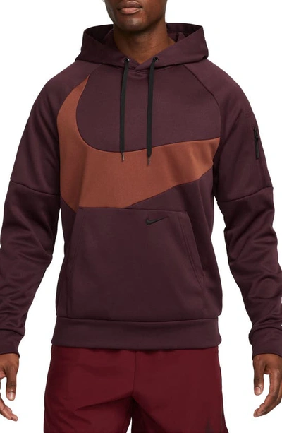 Nike Men's Therma-fit Pullover Fitness Hoodie In Red