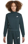 Nike Sportswear Club Fleece Big Kids' (girls') 1/2-zip Long-sleeve Top In Green