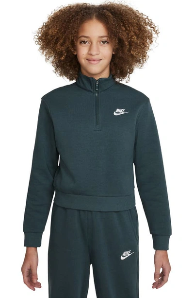 Nike Sportswear Club Fleece Big Kids' (girls') 1/2-zip Long-sleeve Top In Green