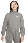 Nike Sportswear Club Fleece Big Kids' (girls') 1/2-zip Long-sleeve Top In Grey