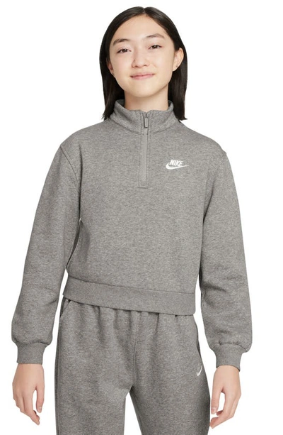 Nike Sportswear Club Fleece Big Kids' (girls') 1/2-zip Long-sleeve Top In Grey