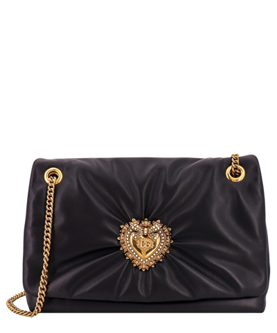 Dolce & Gabbana Devotion Quilted Leather Shoulder Bag In Black