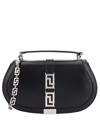 Versace Greca Goddess Smooth Leather Shoulder Bag In Black