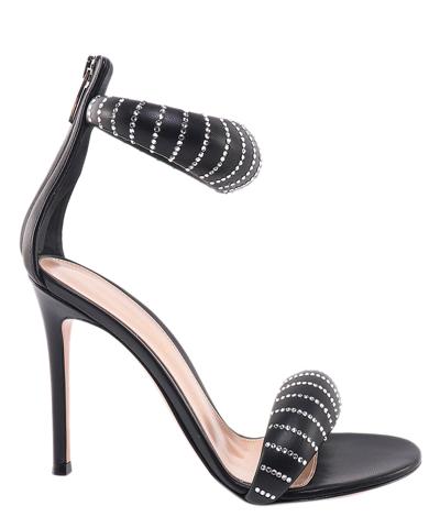 Gianvito Rossi Bijoux Crystal-embellished Leather Heeled Sandals In Black