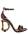 Dolce & Gabbana Keira 105 Leopard Print Leather Dg Baroque Sandals In Brown