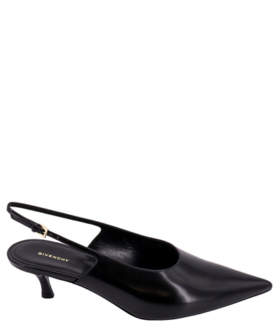 Givenchy Show Kitten-heel Slingback Leather Pumps In Black