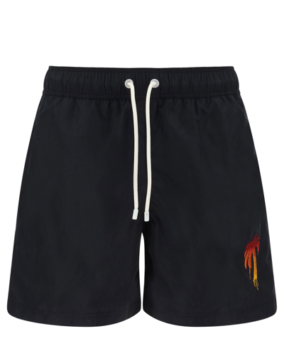 Palm Angels Logo-embroidered Swim Shorts In Black