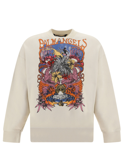 Palm Angels Concert Graphic-print Cotton Sweatshirt In Butter Mul