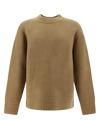 Acne Studios Crew-neck Sweater In Wool And Cotton In Brown