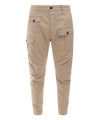 Dsquared2 Cargo Cotton Trouser With Pockets In Beige