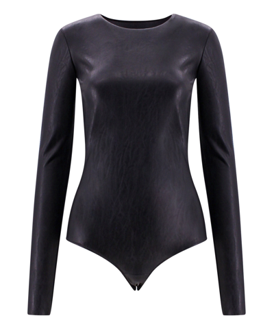 Mm6 Maison Margiela Long Sleeve Bodysuit In Black