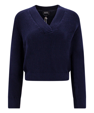 Apc Harmony V-neck Sweater In Blue