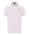 Versace Men Greca Polo Shirt With Short Sleeves In White