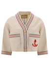 Gucci Linen And Cotton Shirt With Anchor Patch In Beige
