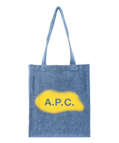 Apc A.p.c. Lou Medium Denim Tote Bag In Iab Light Blue