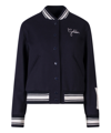 Golden Goose Dark Blue Virgin Wool Bomber Jacket In Blue