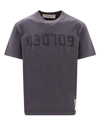 Golden Goose Logo Distressed Cotton Jersey T-shirt In Grey