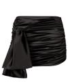 Dolce & Gabbana Short Draped Satin Skirt With Side Bow In Black