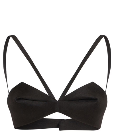 Versace Folded Wool-silk Bustier Top In Black