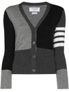 Thom Browne Gray Funmix 4-bar Classic V-neck Cardigan In Grey