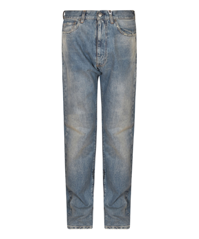 Maison Margiela Button Fitted Jeans In Lightblue