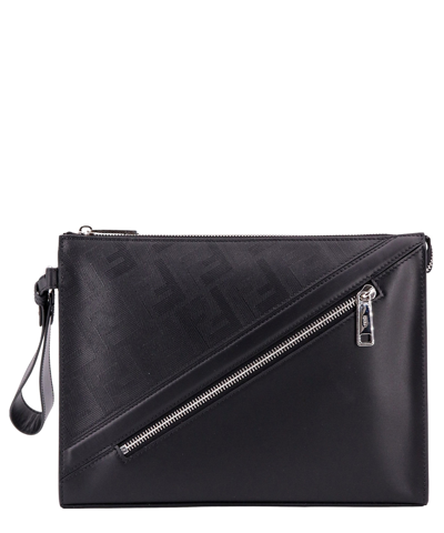 Fendi Shadow Diagonal Pouch In Black