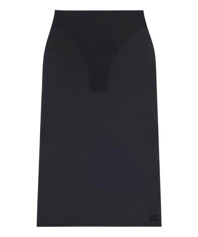 Courrèges Sheer Pencil Midi Skirt In Black