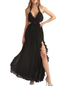 Loveshackfancy Talitha Open-back Ruffled Plissé-chiffon Maxi Dress In Black