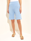 Misook Soft Cable Knit Bermuda Shorts In Blue