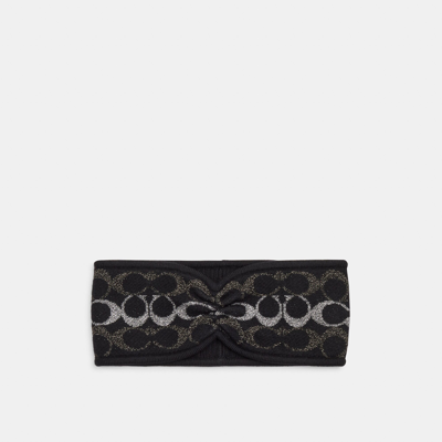 Coach Outlet Signature Metallic Knit Headband In Black