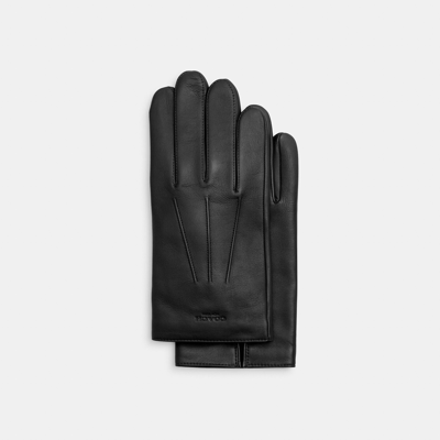 Coach Outlet Leather Gloves In Black