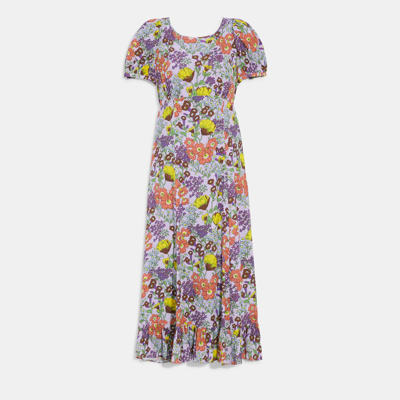 Coach Outlet Floral Midi Dress In Purple