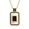 Ross-simons Mother-of-pearl And Onyx Pendant Necklace With . Black Spinel In 18kt Gold Over Sterling In Multi