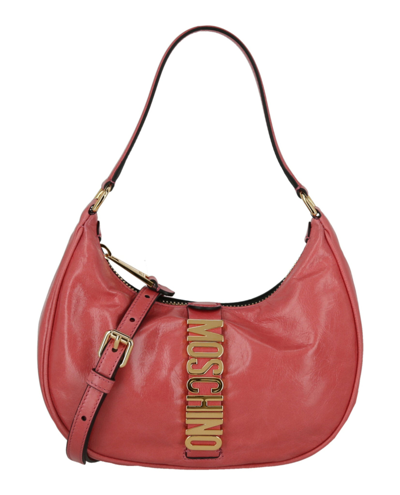 Moschino Logo Belt Hobo Bag In Pink