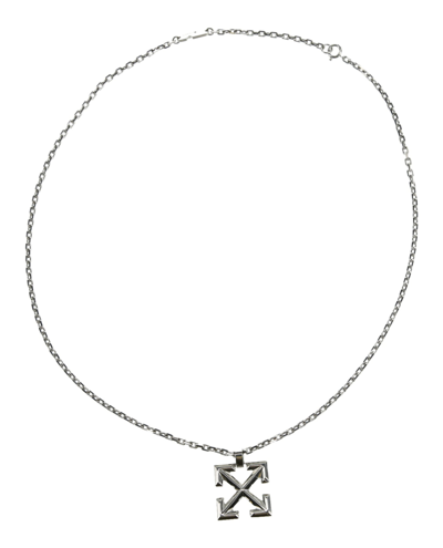 Off-white Arrow Chain Drop Necklace In Silver