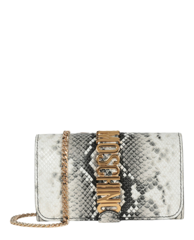 Moschino Leather Shoulder Bag In Silver