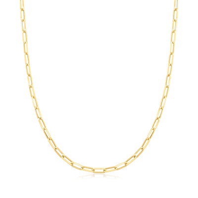 Rs Pure Ross-simons 14kt Yellow Gold 3mm Paper Clip Link Necklace In White