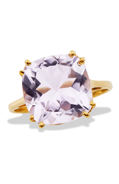 Savvy Cie Jewels Sterling Silver/gold Plated 4.87gtw Pink Amethyst Cushion Shape Ring