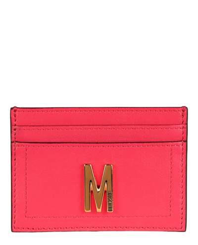 MOSCHINO M-PLAQUE LEATHER CARD HOLDER