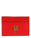 Moschino Logo Plaque Cardholder In Red